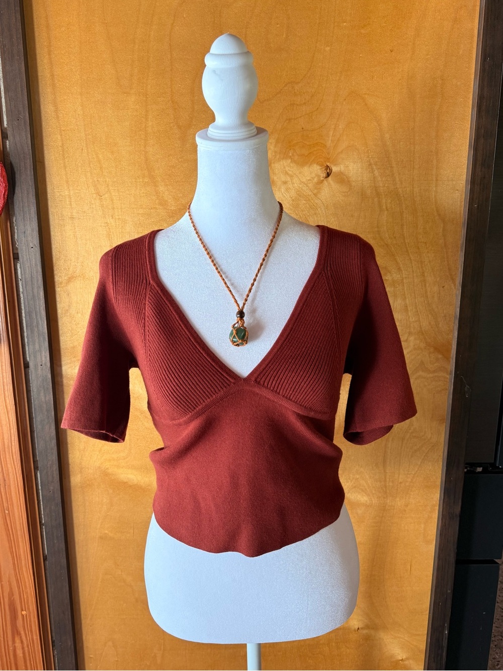 Free People Deep Rust, Beige, and Black V-Neck Knit Tops (3 for 40 deal)
